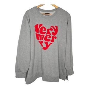 Lane Bryant Chenille Very Merry Graphic Christmas Sweatshirt Plus Size 22/24